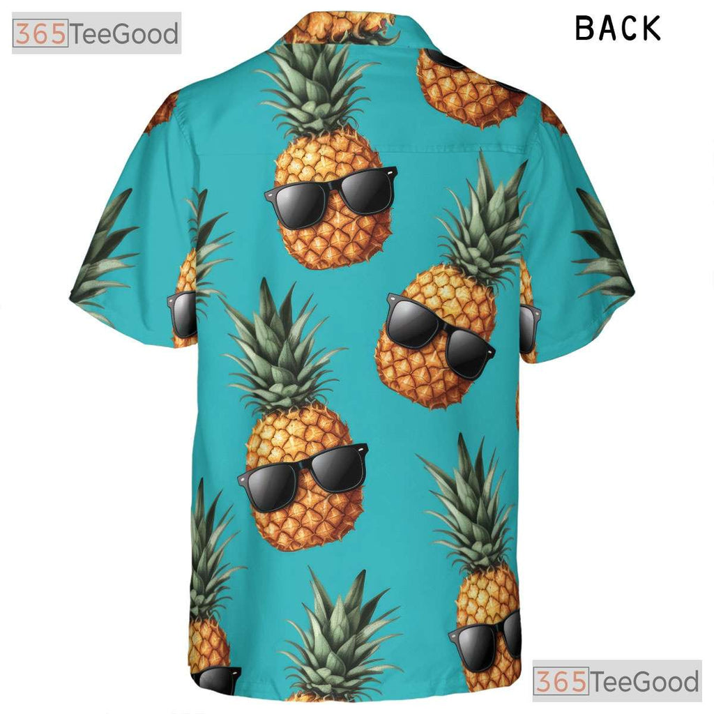 Unisex Tropical Pineapple Hawaiian Shirt- Summer Aloha Fruit Beach Party Tee