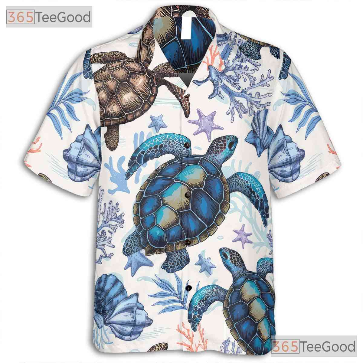 Unisex Tropical Sea Turtle Hawaiian Tee - Blue Ocean Beach Vibe Shirt