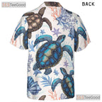 Unisex Tropical Sea Turtle Hawaiian Tee - Blue Ocean Beach Vibe Shirt