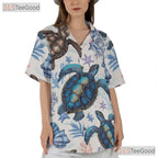 Unisex Tropical Sea Turtle Hawaiian Tee - Blue Ocean Beach Vibe Shirt