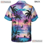Unisex Tropical Sunset Moonlight Hawaiian Tee - Beach Ocean Night Look
