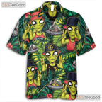 Unisex Tropical UFO Alien Hawaiian Shirt - Retro Sci-Fi Beach Party Tee
