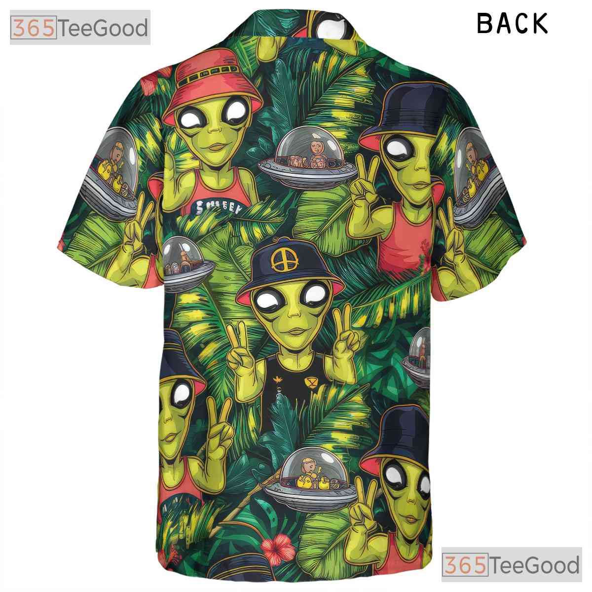 Unisex Tropical UFO Alien Hawaiian Shirt - Retro Sci-Fi Beach Party Tee