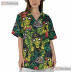 Unisex Tropical UFO Alien Hawaiian Shirt - Retro Sci-Fi Beach Party Tee