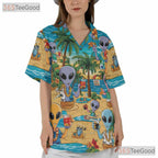 Unisex Tropical UFO Alien Hawaiian Tee - Funny Summer Beach Party Outfit