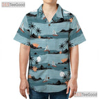 Unisex Watercolor Hawaiian Shirt- Tropical Beach Palm Tree Sunset Floral Tee
