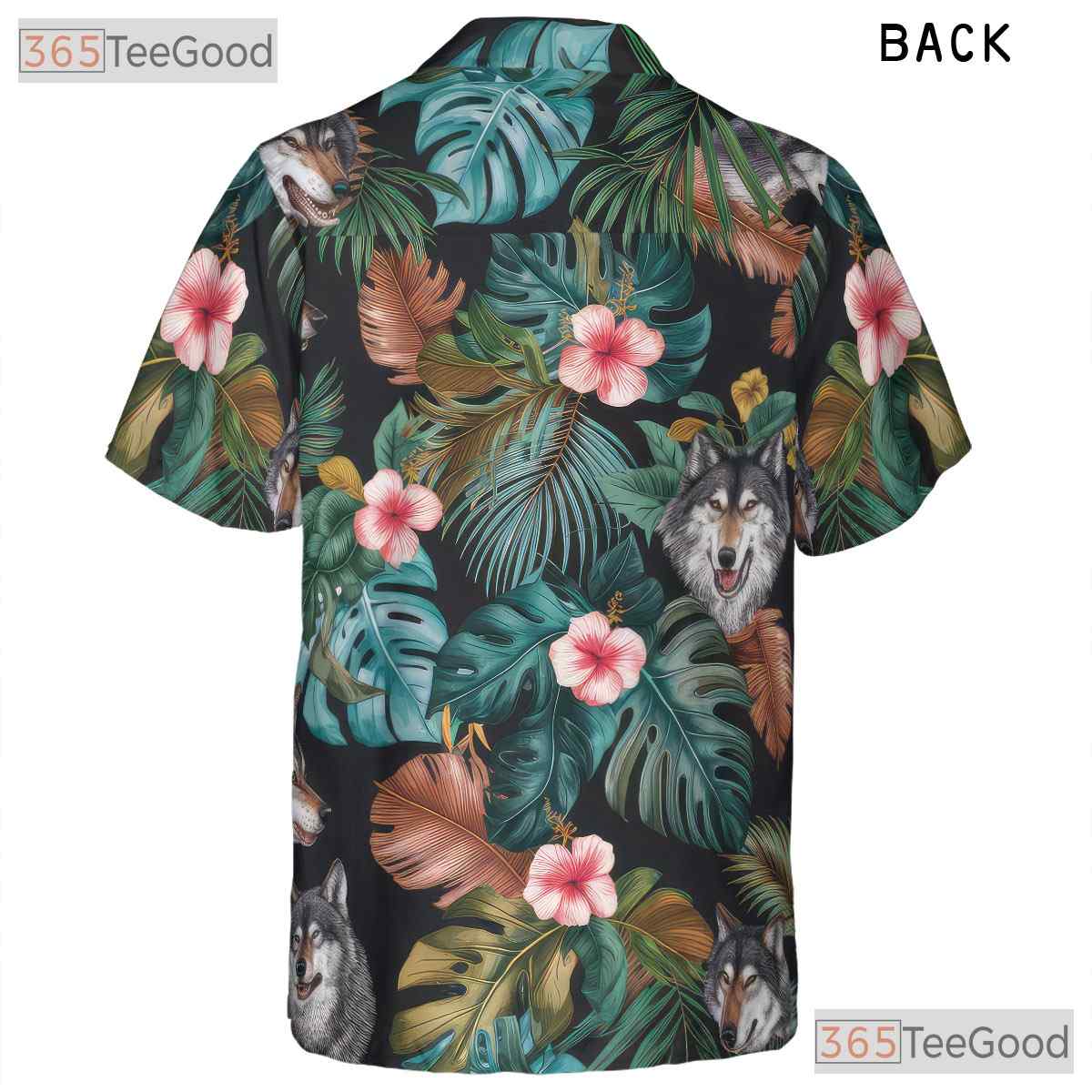 Unisex Wolf Jungle Animal Print Hawaiian Shirt for Summer Beach Vacation