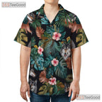 Unisex Wolf Jungle Animal Print Hawaiian Shirt for Summer Beach Vacation