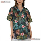 Unisex Wolf Jungle Animal Print Hawaiian Shirt for Summer Beach Vacation