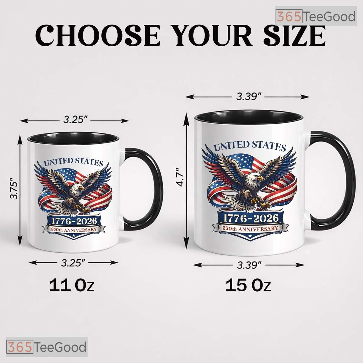 United States 250th Anniversary Mug - Eagle Patriotic 1776-2026 American Flag Accent Mug
