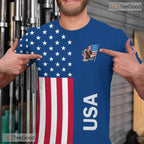 USA Blue State Novelty Graphic 3D Printed Casual Short Sleeve Unisex T-Shirt Top