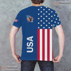 USA Blue State Novelty Graphic 3D Printed Casual Short Sleeve Unisex T-Shirt Top