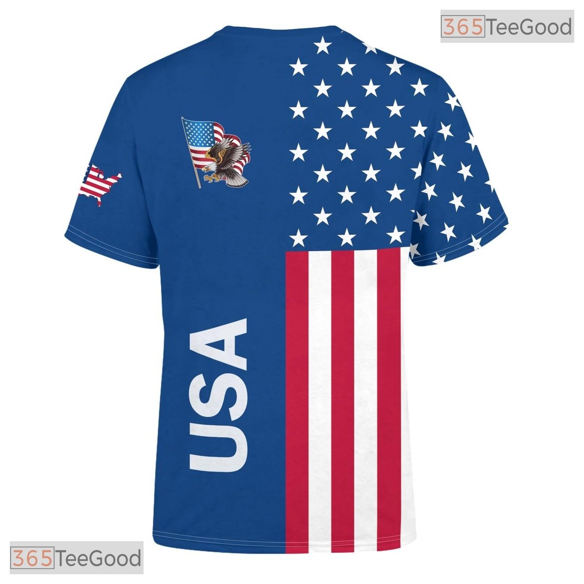 USA Blue State Novelty Graphic 3D Printed Casual Short Sleeve Unisex T-Shirt Top