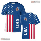USA Blue State Novelty Graphic 3D Printed Casual Short Sleeve Unisex T-Shirt Top