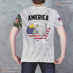 White USA American State Novelty Graphic 3D Pattern Printed Casual Unisex T-Shirt Top