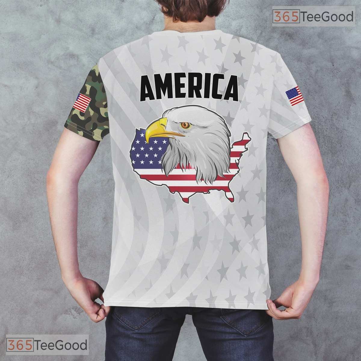 White USA American State Novelty Graphic 3D Pattern Printed Casual Unisex T-Shirt Top