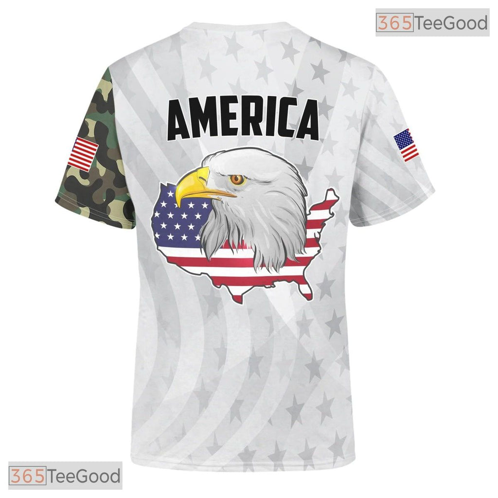White USA American State Novelty Graphic 3D Pattern Printed Casual Unisex T-Shirt Top