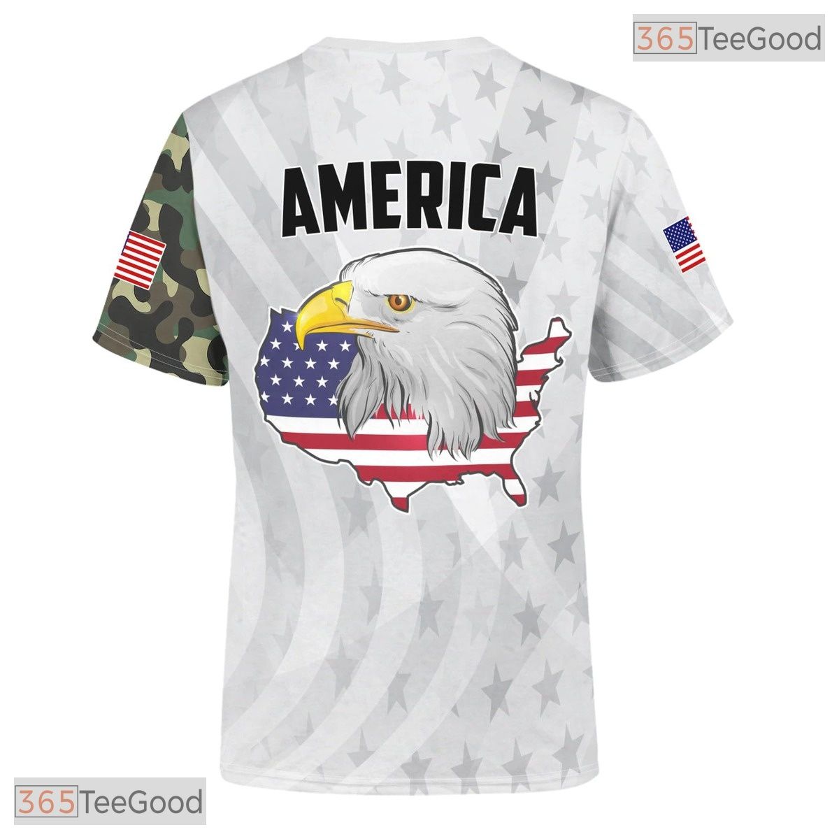 White USA American State Novelty Graphic 3D Pattern Printed Casual Unisex T-Shirt Top