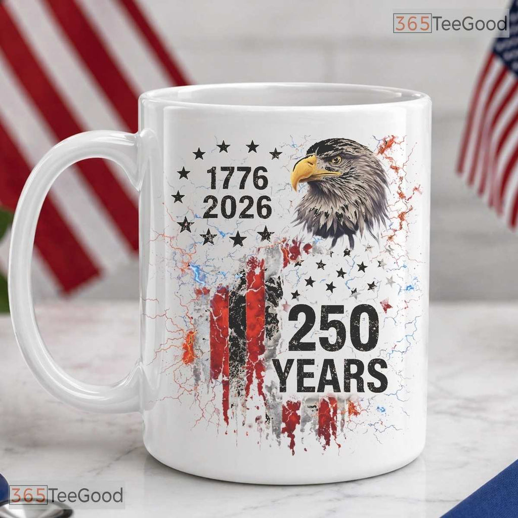 USA 250 Years 1776 To 2026 Patriotic American Eagle Fourth Of July Ceramic Accent Mug