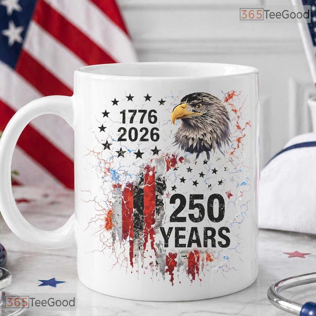 USA 250 Years 1776 To 2026 Patriotic American Eagle Fourth Of July Ceramic Accent Mug