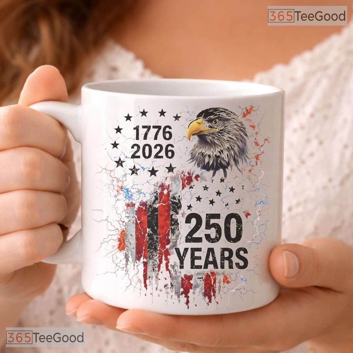 USA 250 Years 1776 To 2026 Patriotic American Eagle Fourth Of July Ceramic Accent Mug