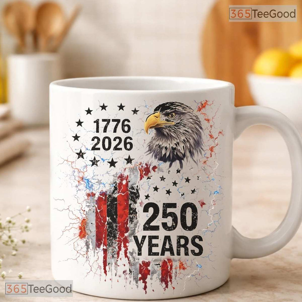 USA 250 Years 1776 To 2026 Patriotic American Eagle Fourth Of July Ceramic Accent Mug