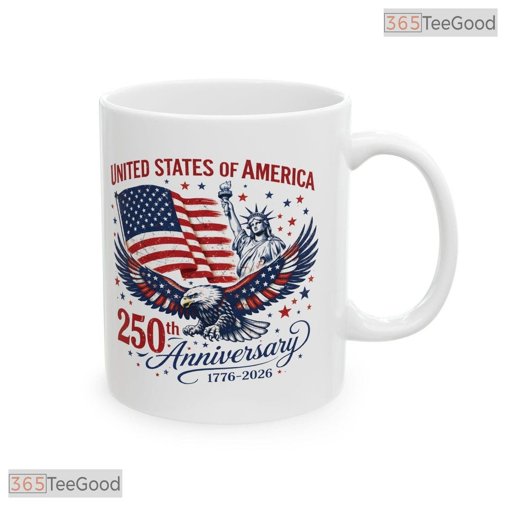 America Semiquincentennial Eagle Statue Of Liberty Patriotic White Ceramic Accent Mug
