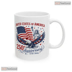 America Semiquincentennial Eagle Statue Of Liberty Patriotic White Ceramic Accent Mug