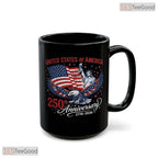 USA 250th Anniversary Eagle Statue Of Liberty Patriotic Black Inner Ceramic Accent Mug