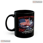 USA 250th Anniversary Eagle Statue Of Liberty Patriotic Black Inner Ceramic Accent Mug