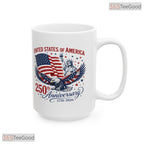 America Semiquincentennial Eagle Statue Of Liberty Patriotic White Ceramic Accent Mug