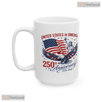 America Semiquincentennial Eagle Statue Of Liberty Patriotic White Ceramic Accent Mug