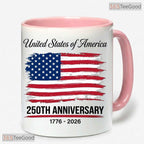 USA 250th Anniversary 1776 To 2026 Patriotic American Flag July 4th Ceramic Accent Mug