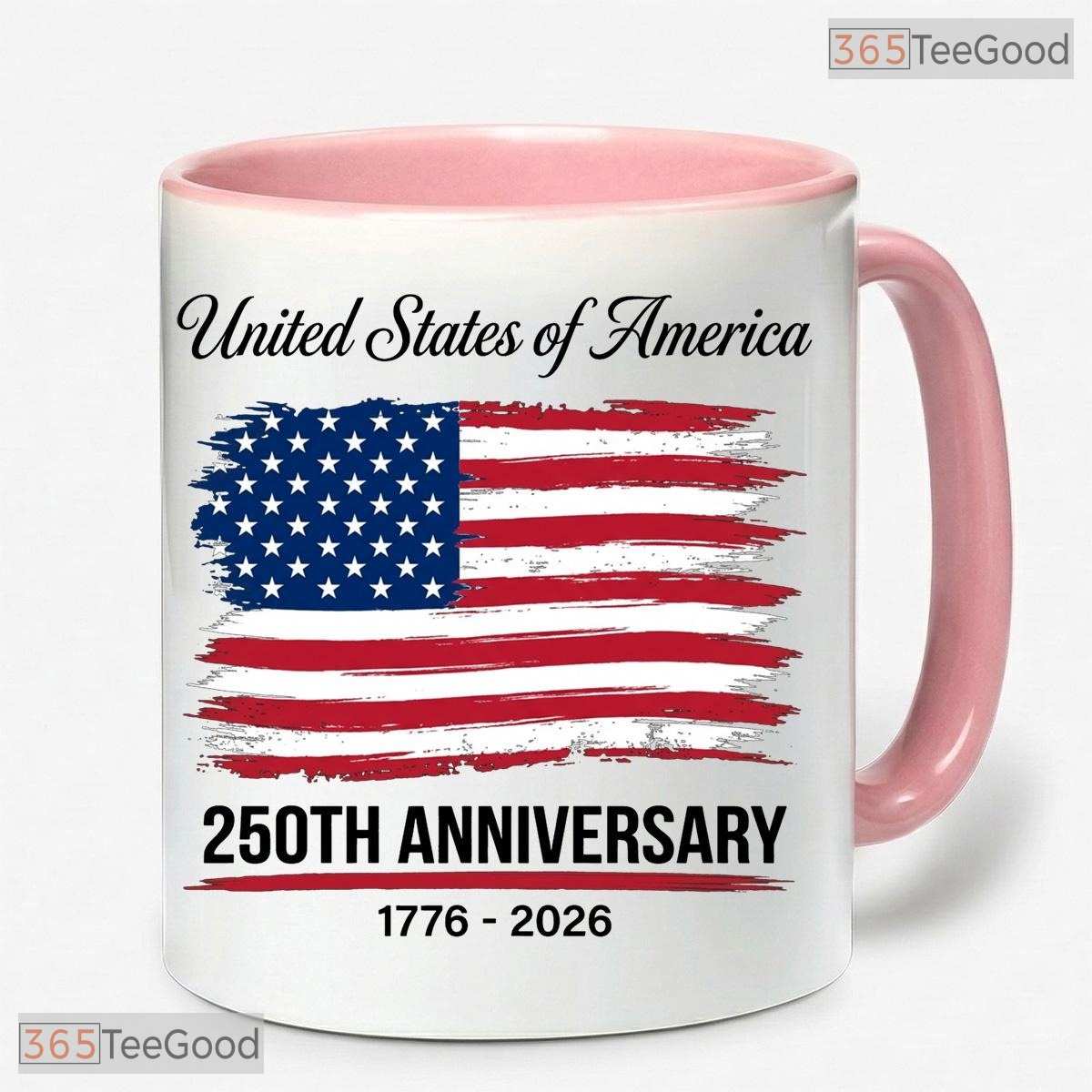 USA 250th Anniversary 1776 To 2026 Patriotic American Flag July 4th Ceramic Accent Mug