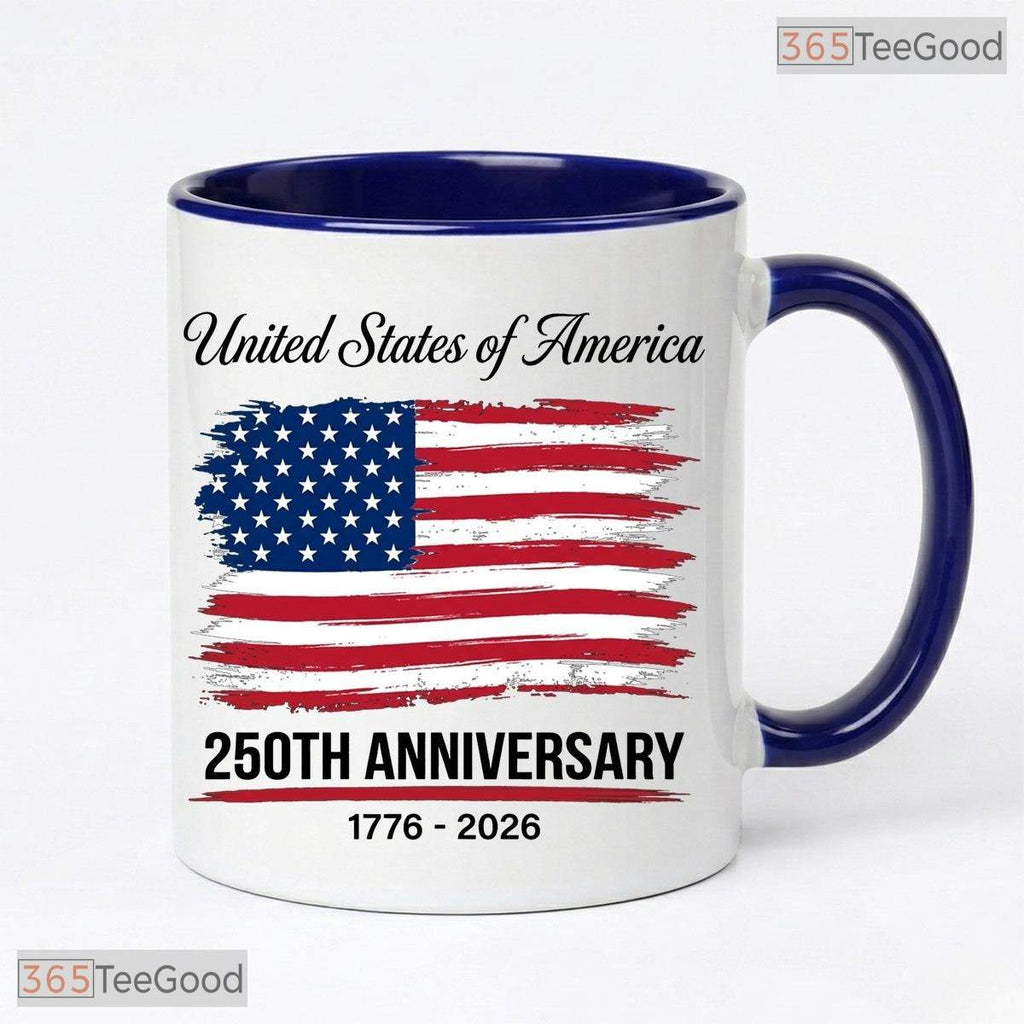 USA 250th Anniversary 1776 To 2026 Patriotic American Flag July 4th Ceramic Accent Mug