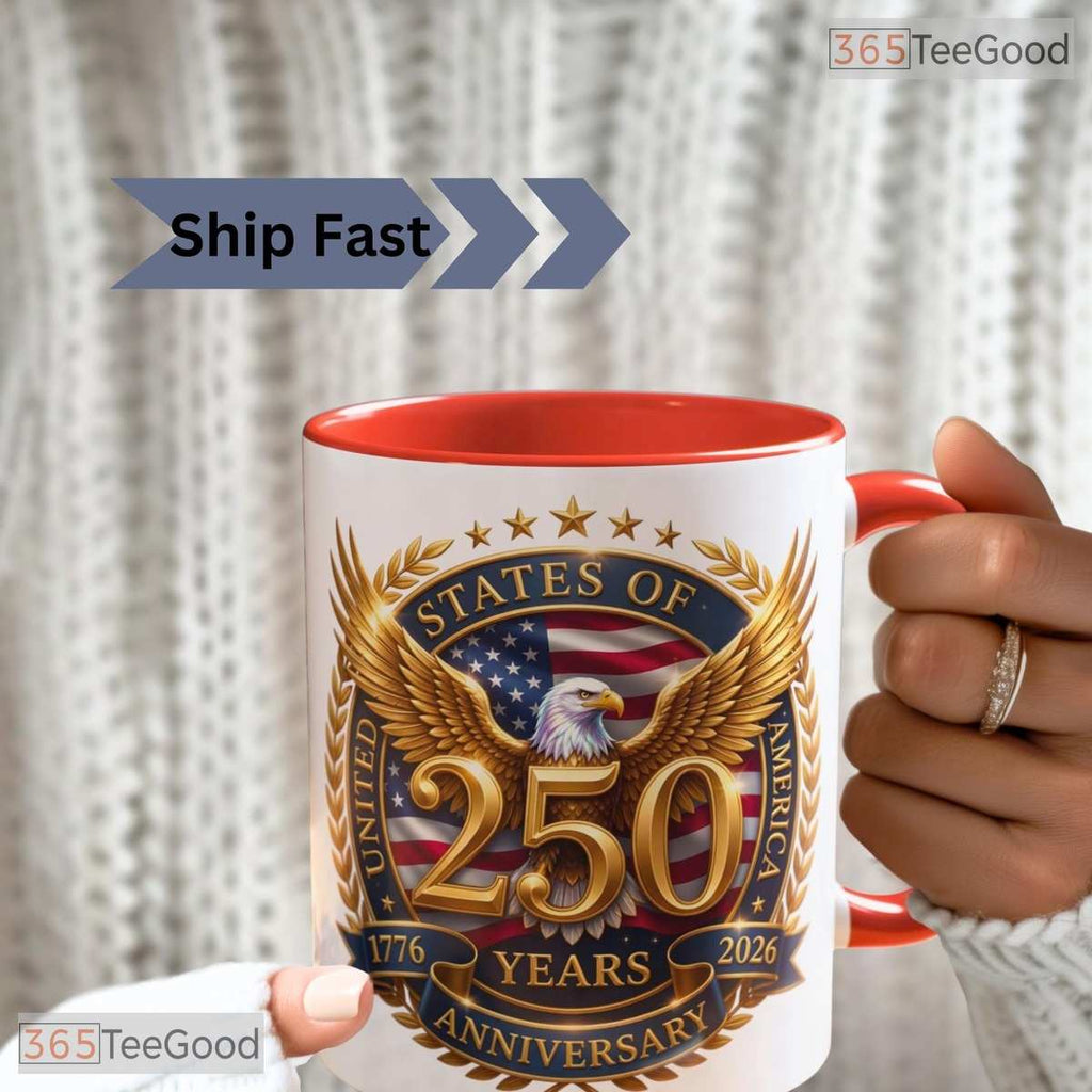 USA 250th Anniversary Mug - American Eagle Patriotic Commemorative Ceramic Accent Mug