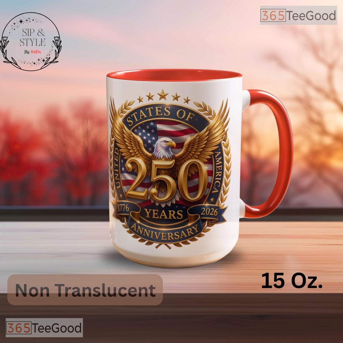 USA 250th Anniversary Mug - American Eagle Patriotic Commemorative Ceramic Accent Mug