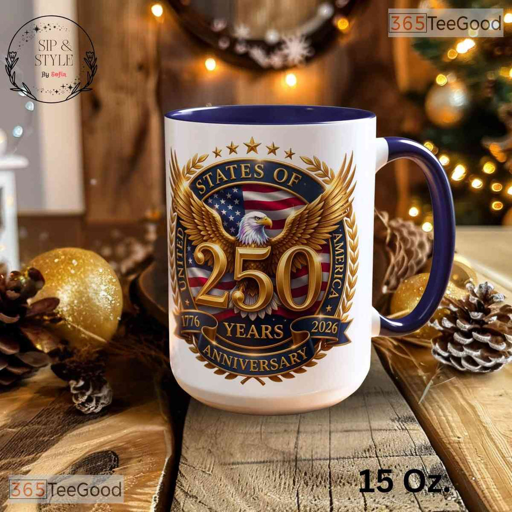 USA 250th Anniversary Mug - American Eagle Patriotic Commemorative Ceramic Accent Mug