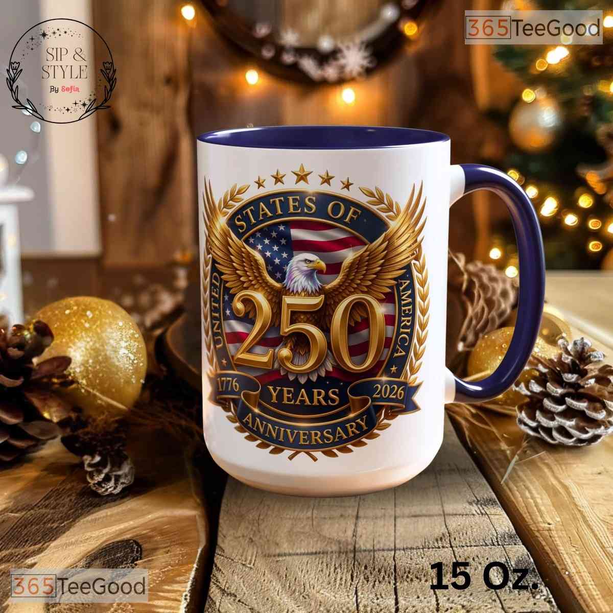 USA 250th Anniversary Mug - American Eagle Patriotic Commemorative Ceramic Accent Mug
