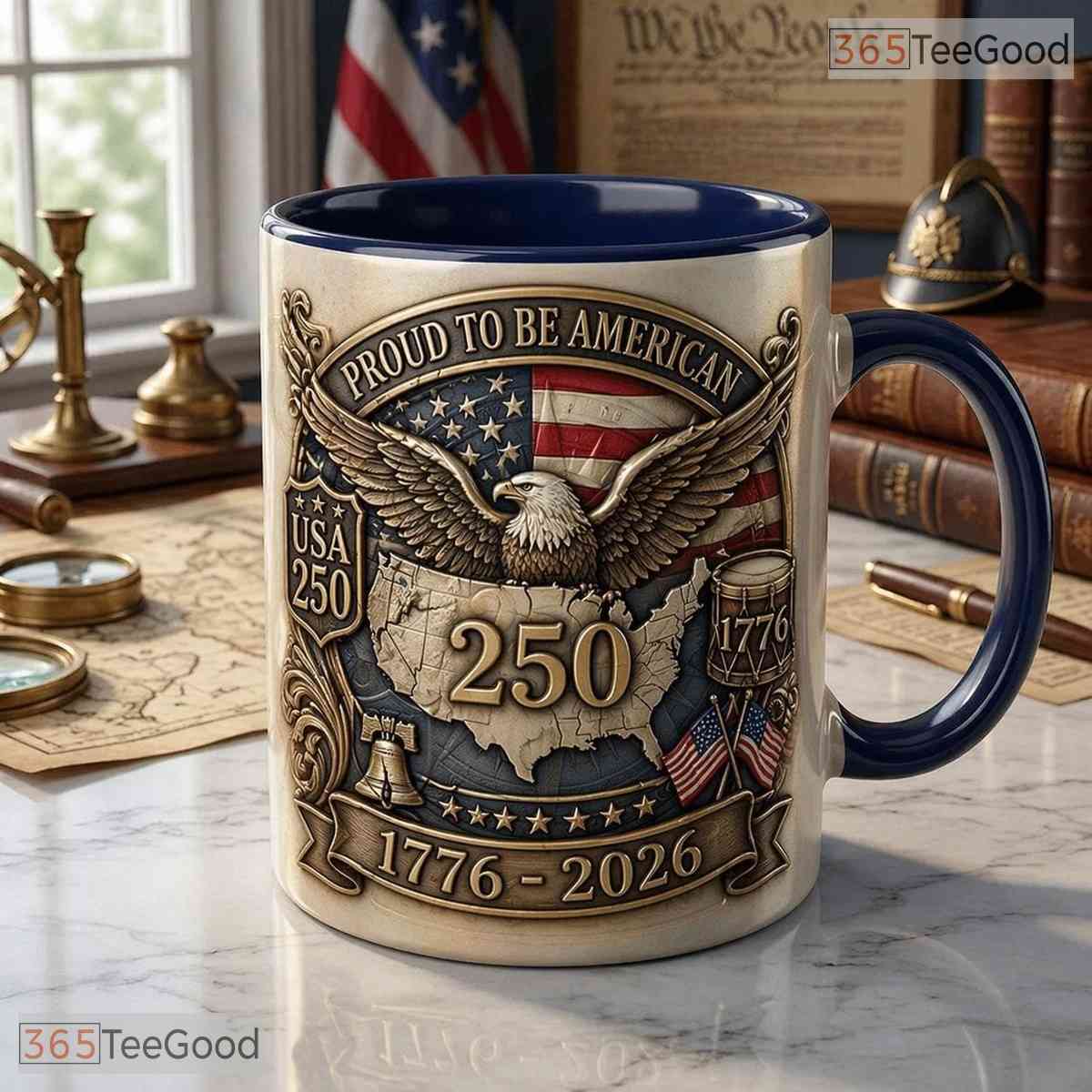 Proud To Be American USA 250th Anniversary Patriotic Eagle Independence Ceramic Mug