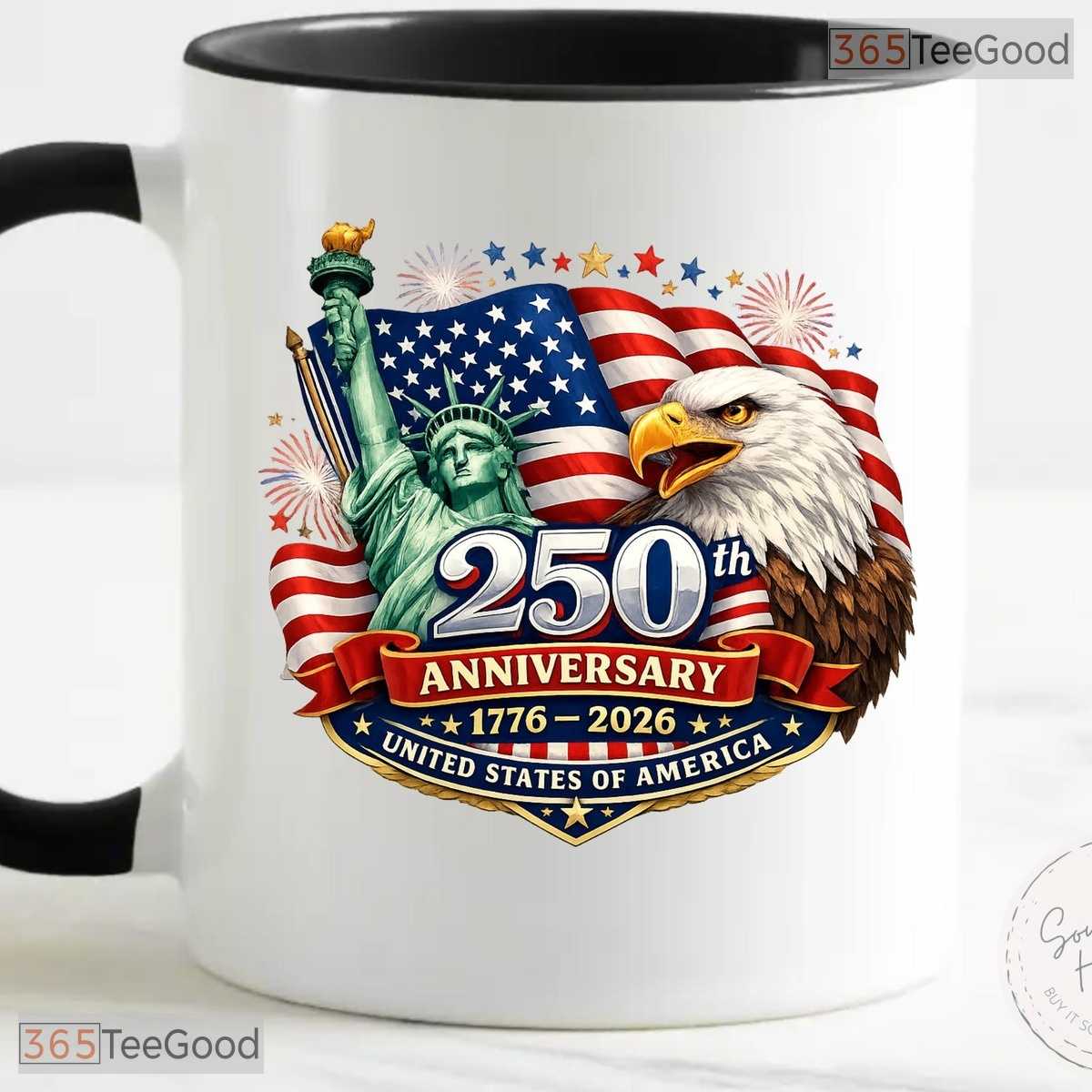 USA 250th Anniversary Coffee Cup Patriotic American Keepsake Two Tone Ceramic Accent Mug