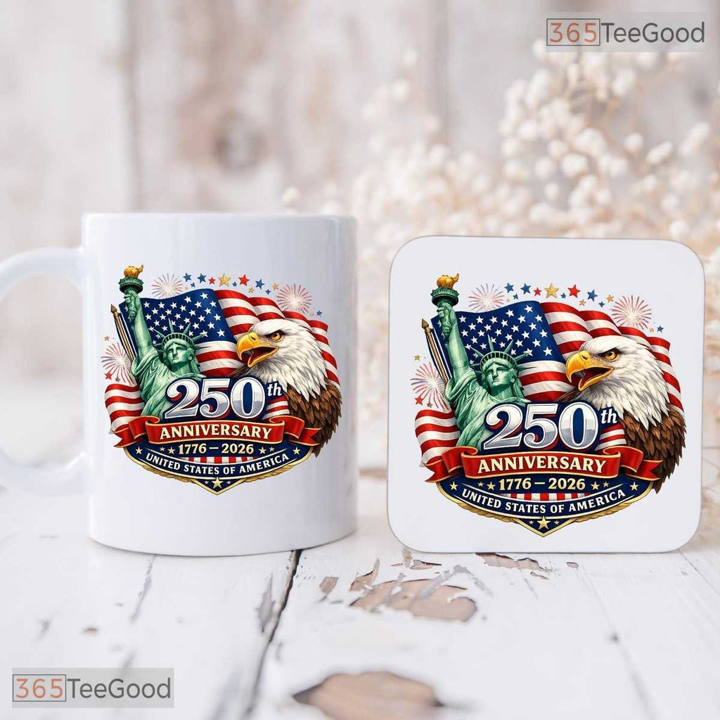 USA 250th Anniversary Coffee Cup Patriotic American Keepsake Two Tone Ceramic Accent Mug