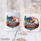 USA 250th Anniversary Coffee Cup Patriotic American Keepsake Two Tone Ceramic Accent Mug