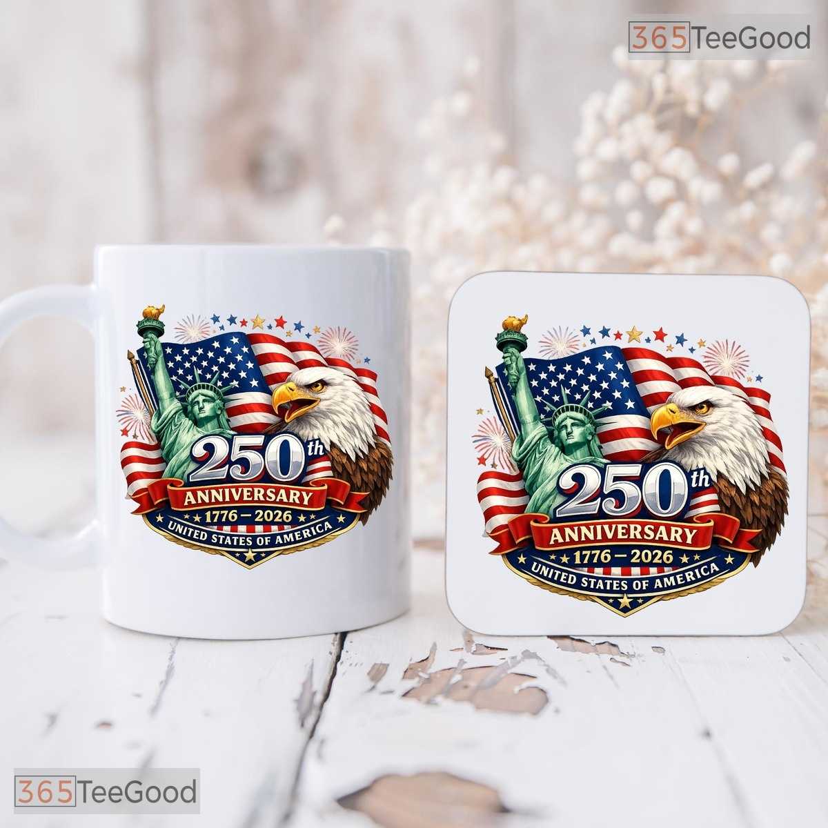 USA 250th Anniversary Coffee Cup Patriotic American Keepsake Two Tone Ceramic Accent Mug