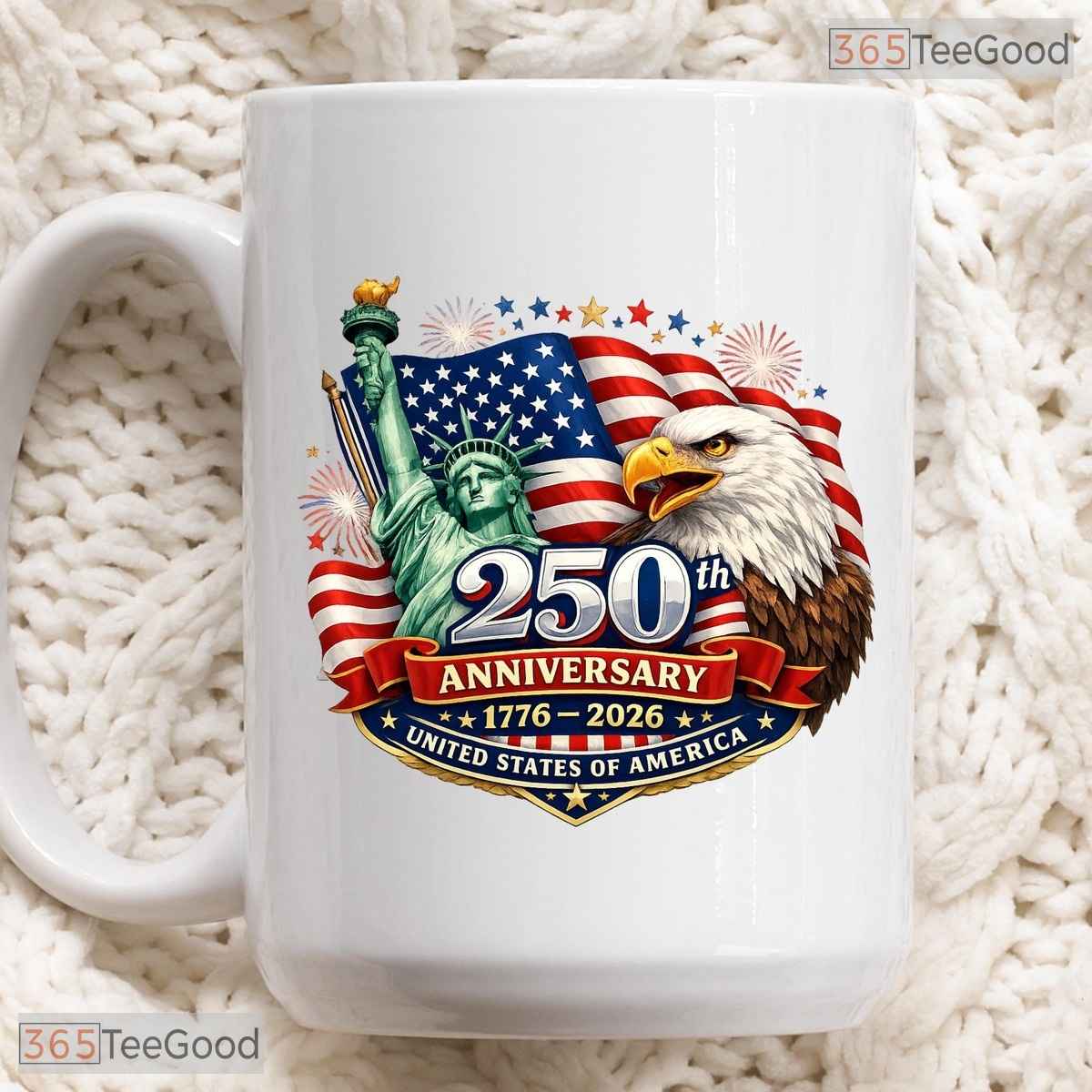 USA 250th Anniversary Coffee Cup Patriotic American Keepsake Two Tone Ceramic Accent Mug