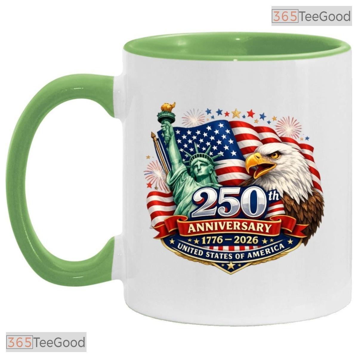 USA 250th Anniversary Coffee Cup Patriotic American Keepsake Two Tone Ceramic Accent Mug