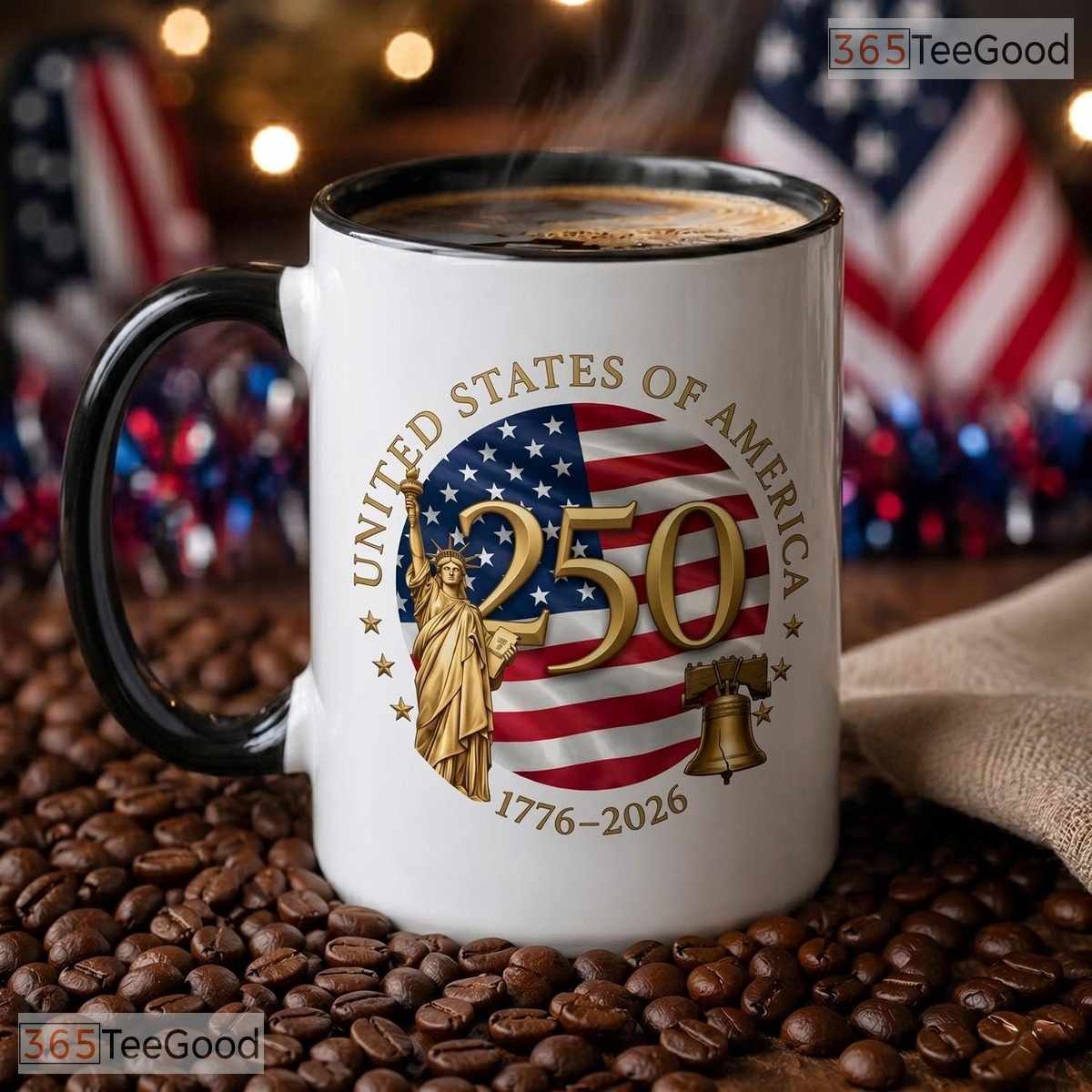 USA 250th Birthday 1776 To 2026 Patriotic Celebrating Gift Independence Ceramic Mug