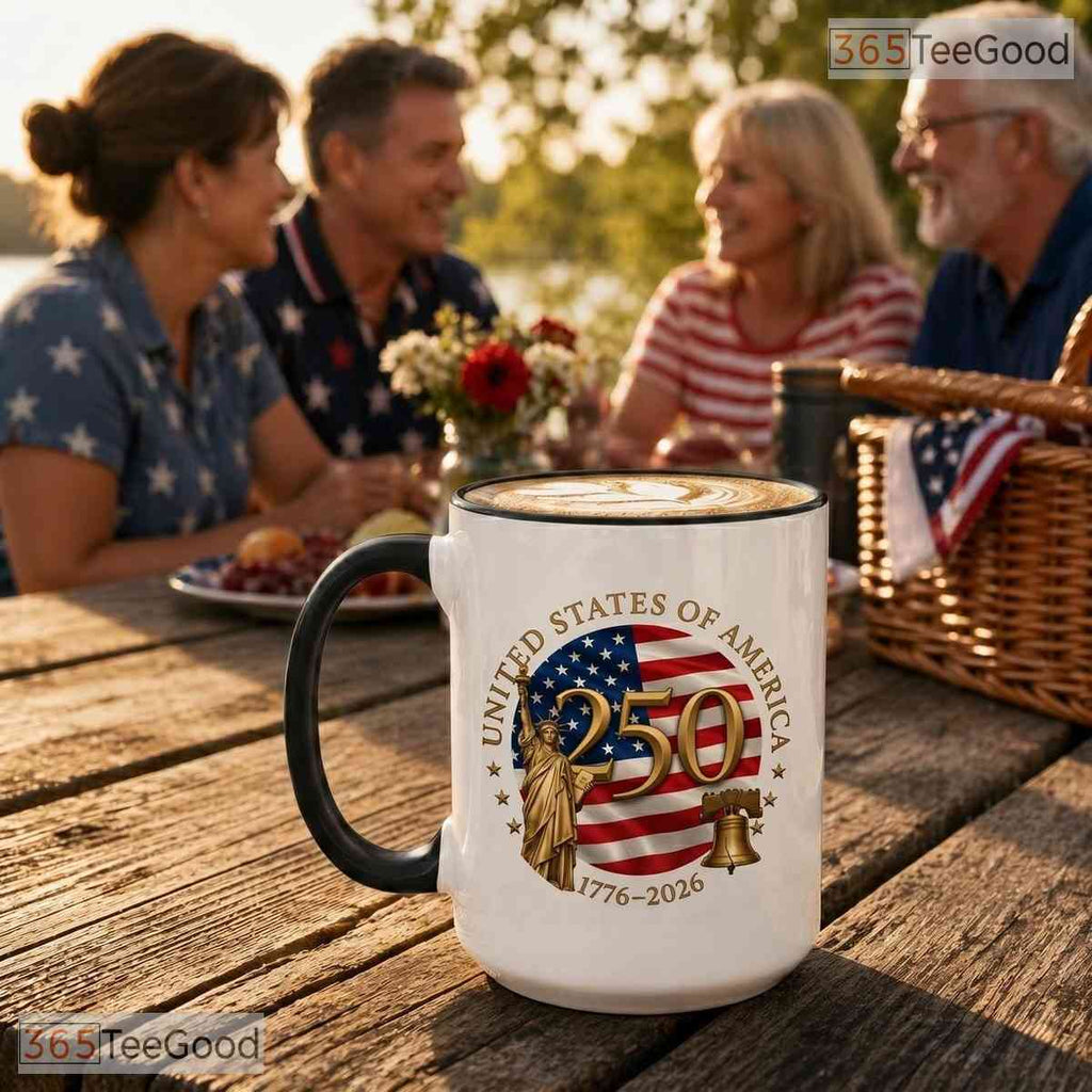 USA 250th Birthday 1776 To 2026 Patriotic Celebrating Gift Independence Ceramic Mug