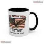 Personalized USA Eagle Flag Accent Mug - Custom Name Patriotic American Ceramic Mug