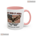 Personalized USA Eagle Flag Accent Mug - Custom Name Patriotic American Ceramic Mug